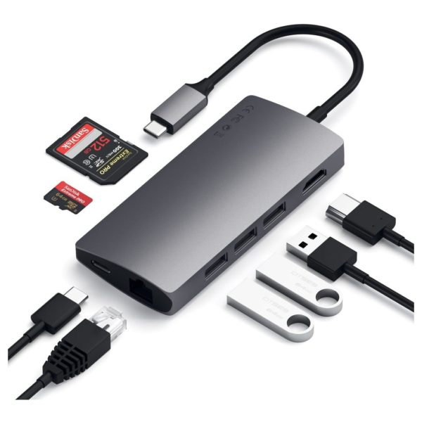 Satechi ST-TCMA2M Type-C Multi-Port Adapter 4K With Ethernet V2 Space Grey Satechi ST-TCMA2M Type-C Multi-Port Adapter 4K With Ethernet V2 Space Grey
