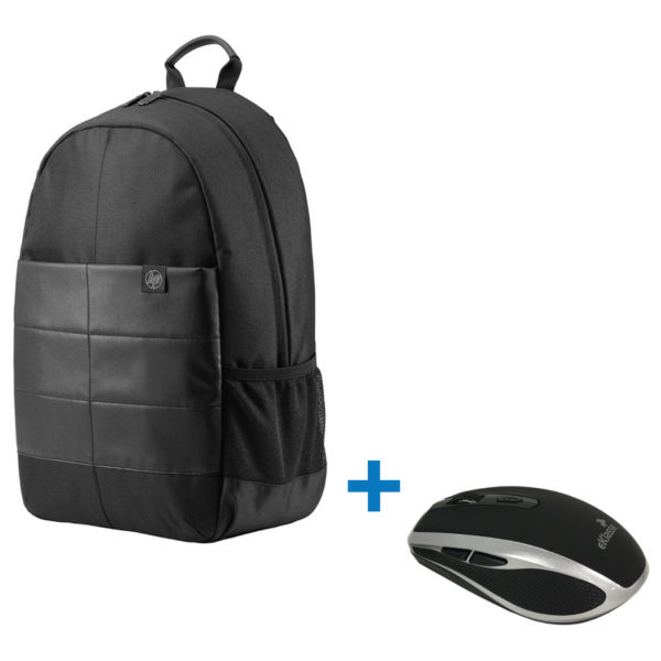 HP 1FK05AA Classic Notebook Backpack 15.6inch Black + Eklasse EKWLM04 Wireless Optical Mouse