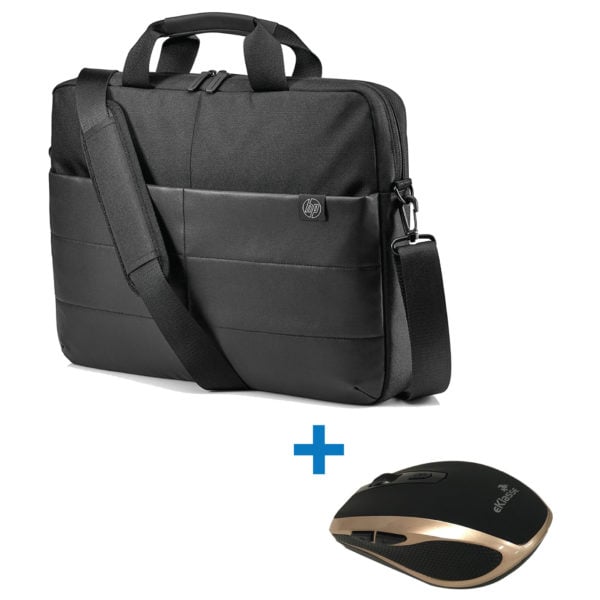 HP 1FK07AA Classic Notebook Briefcase 15.6inch + Eklasse EKWLM04 Wireless Optical Mouse 2.4G 6D