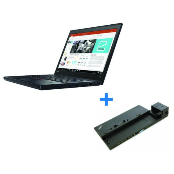 Lenovo Thinkpad X270 20HN002LADBLK Laptop Corei5 2.5GHz 4GB 500GB Shared Win10 Pro 12.5inchHD + 40A00065UK Thinkpad Basic Dock 65W