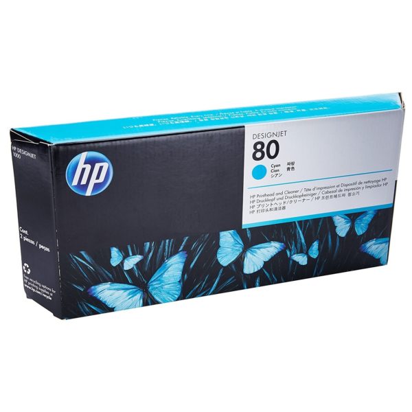 HP 80 C4821A Cyan Printhead and Printhead Cleaner