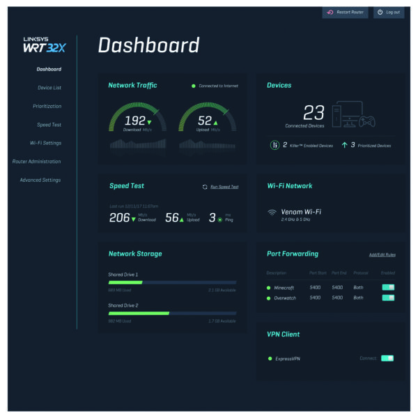 Linksys WRT32X AC3200 Dual-Band Wi-Fi Gaming Router with Killer Prioritisation Engine