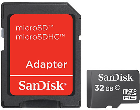 Sandisk SDSDQM032GB35A Micro SD Card 32GB W/ Adaptor