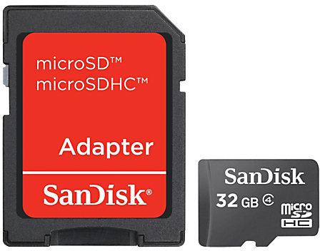 Sandisk SDSDQM032GB35A Micro SD Card 32GB W/ Adaptor