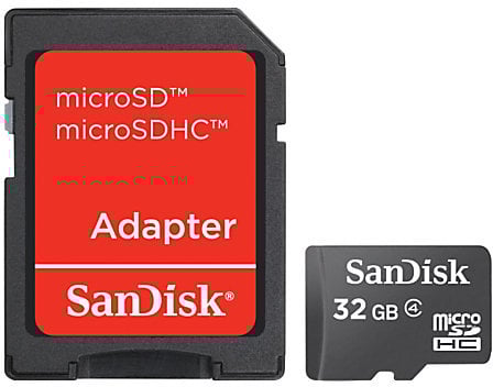 Sandisk SDSDQM032GB35A Micro SD Card 32GB W/ Adaptor