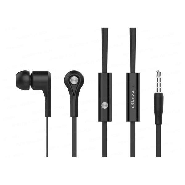 Eklasse Stereo Earphone With Mic Black - EKEP07YE