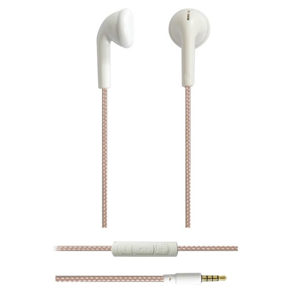 We Earphone With Mic & Woven Cable 1.20m Pink/Gold WEINTRANYR