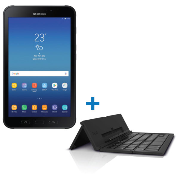 Samsung SM-T395NZKAXSG Galaxy Tab Active 2 LTE Android 7.1 Tablet Wifi+4G Octa Core 3GB 16GB Black 8inch + Zagg GPU999ZGIKAAA Universal Pocket Keyboard