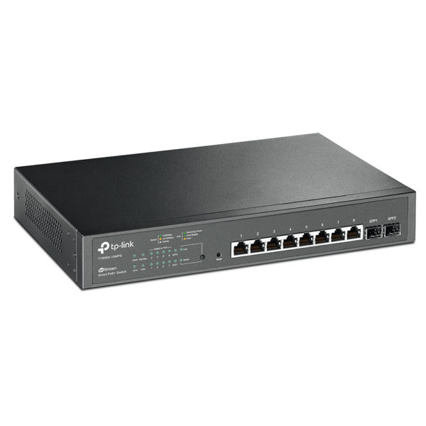 TP Link JetStream 8 Port Gigabit Smart PoE+ Switch With 2 SFP Slots (T1500G10MPS)