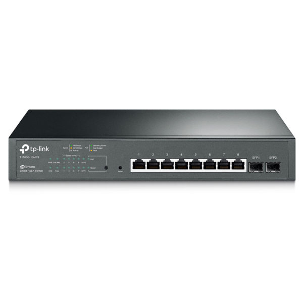 TP Link JetStream 8 Port Gigabit Smart PoE+ Switch With 2 SFP Slots (T1500G10MPS)