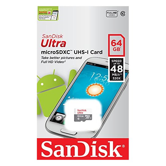 Sandisk Ultra 64GB microSD Card Class10 100MBps (SDSQUNS064GGN3MN)