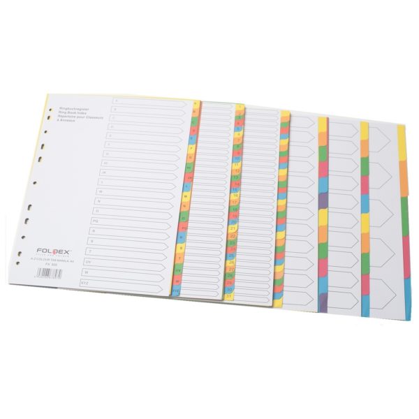 Foldex Divider 10 Colour Tab Paper A4 FX100