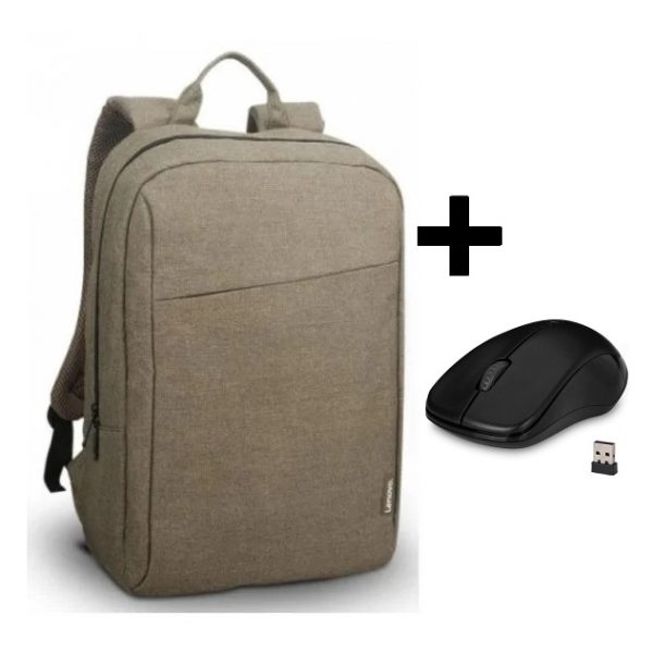 Lenovo Backpack Green 15.6 Inches (GX40Q17228) + Rapoo Wireless Optical Mouse 2.4 Ghz Black (1620)