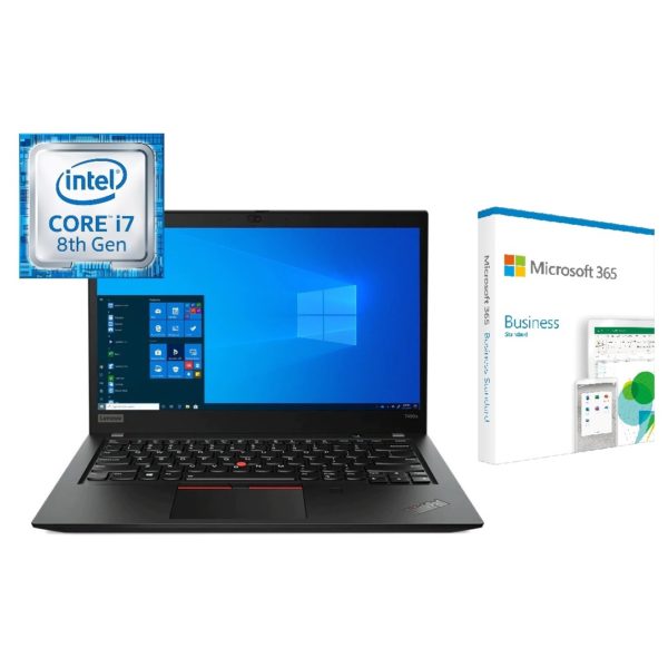 Lenovo ThinkPad T490s Core i7-8565U 8GB RAM 256GB SSD 14" Win10P + Microsoft 365 Business Standard Yearly Plan
