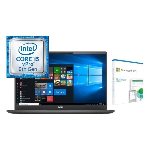 Dell Latitude 7400 Core i5-8365U vPro 8GB RAM 256GB SSD Win10P 14" Black + Microsoft 365 Business Standard Yearly Plan