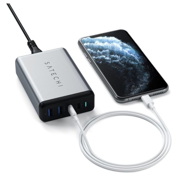 Satechi ST-MC2TCAM-UK 75W Dual Type-C PD Travel Charger Space Grey