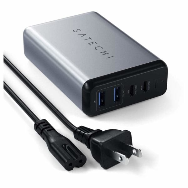 Satechi ST-MC2TCAM-UK 75W Dual Type-C PD Travel Charger Space Grey