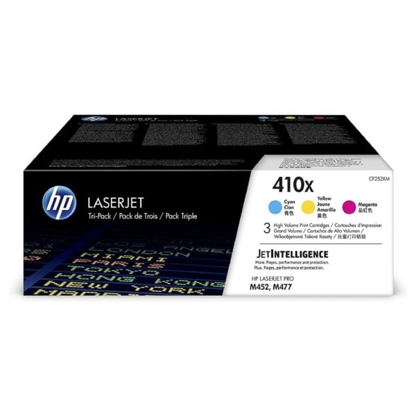 HP CF252XM 410X 3-pack High Yield Cyan/Magenta/Yellow Toner Cartridges