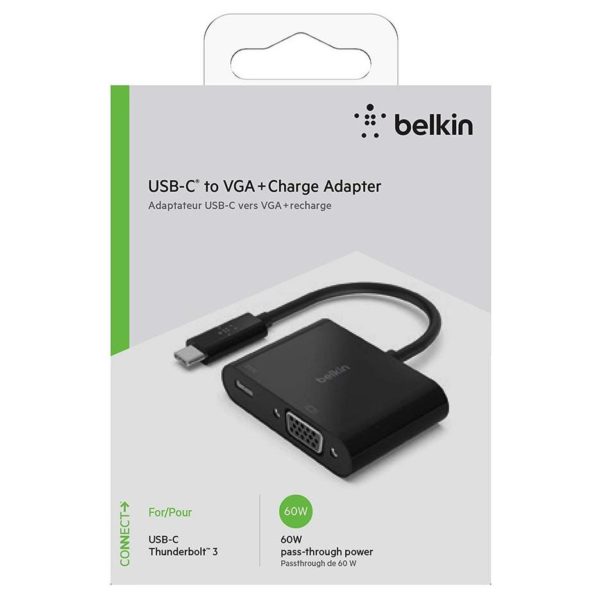 Belkin BKN-AVC001BTBK USB-C to VGA 60W Power Delivery - Black