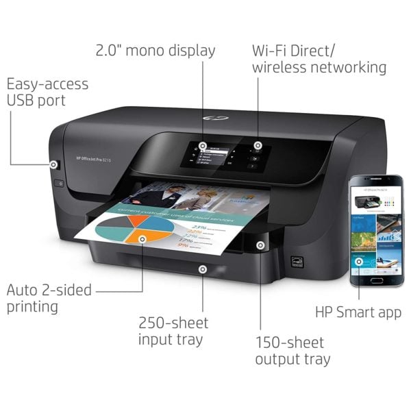 HP D9L64A OfficeJet Pro 8210 Printer