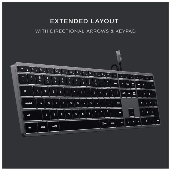 Satechi ST-UCSW3M Ultra Slim Backlit W3 - USB-C Wired Keyboard Space Gray