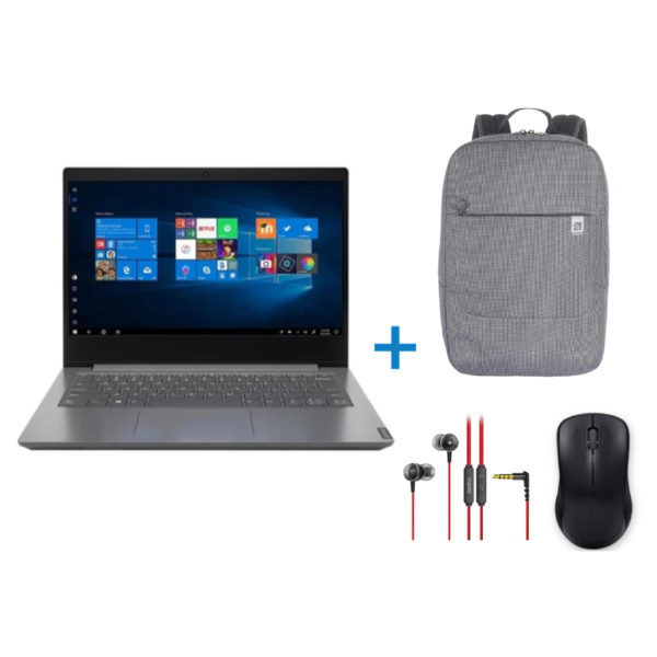 Lenovo V14 82C4010JAX Core i3 4GB 1TB HDD Windows 10 Pro + Tucano BKLOOP15-BK + Rapoo 1620 Wireless Mouse + Rapoo EP28 Earphone Bundle