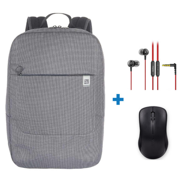 Tucano BKLOOP15-BK Loop Backpack for Laptop 15.6" and MacBook Pro 16" + Rapoo 1620 Wireless Mouse + Rapoo EP28 Earphone Bundle