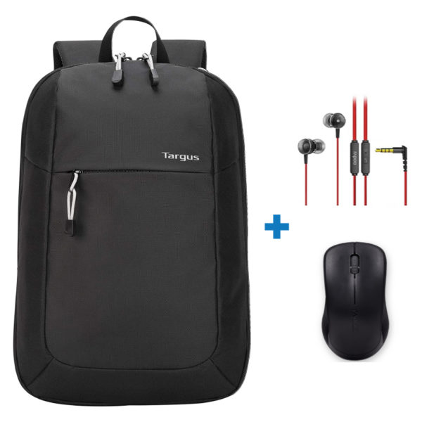 Targus TSB966GL/1620WM/EP28 15.6" Intellect Essentials Backpack + Rapoo 1620 Wireless Optical Mouse + Rapoo EP28 Wired In Ear Earphones