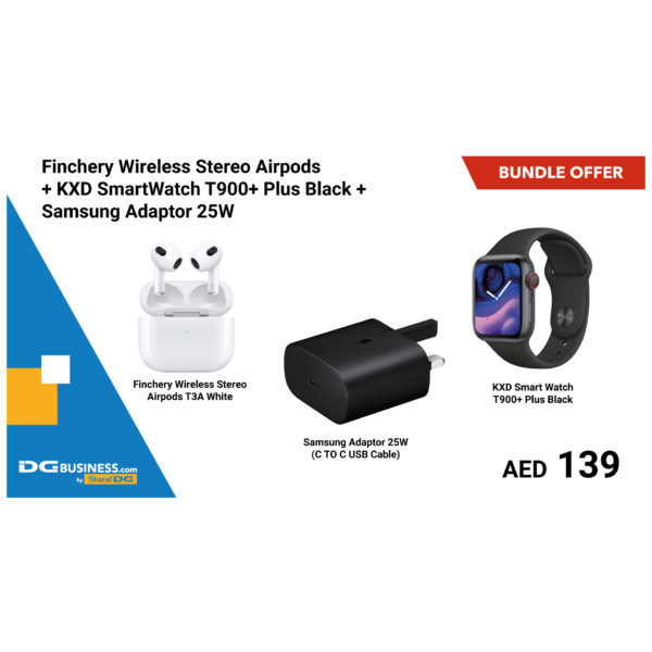 Finchery Wireless Stereo Airpods + KXD SmartWatch T900+ Plus Black + Samsung Adaptor 25W